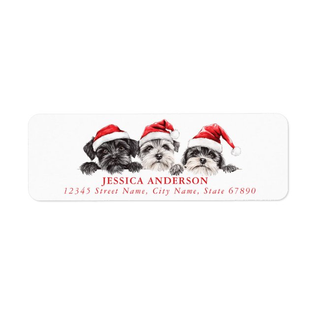 Christmas Schnauzer Dog Return Address Labels (Front)