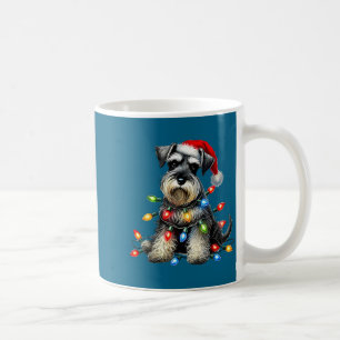 Christmas Schnauzer Dog Santa Hat Xmas Light Holid Coffee Mug