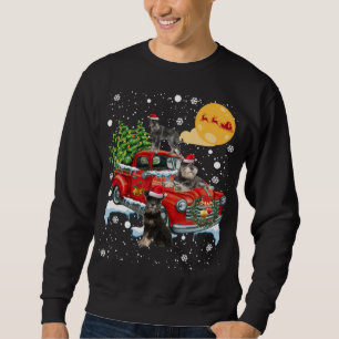Christmas Schnauzer Dog With Vintage Red Truck Fun Sweatshirt