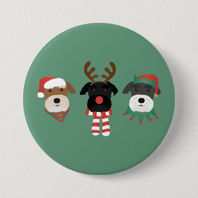 Christmas Schnauzer Dogs 7.5 Cm Round Badge (Front)