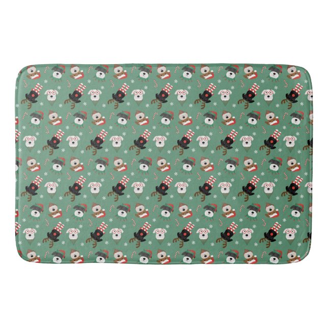 Christmas Schnauzer Dogs Bath Mat (Front)