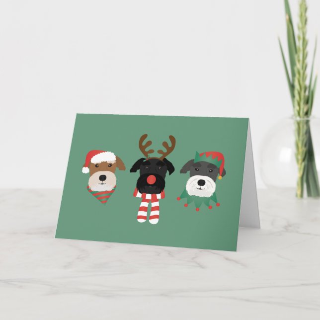 Christmas Schnauzer Dogs Holiday Card (Front)