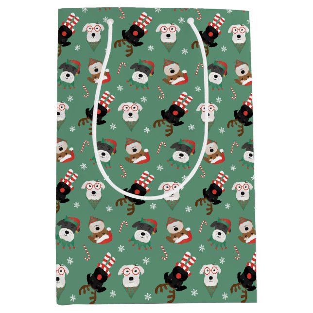 Christmas Schnauzer Dogs Medium Gift Bag (Front)