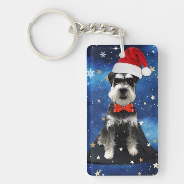 Christmas Schnauzer Key Ring (Front)