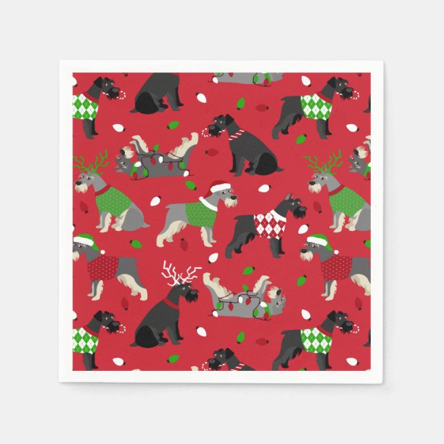 Christmas Schnauzer Napkins (Front)
