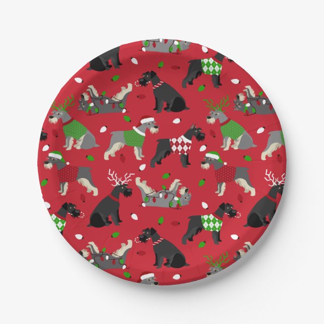 Christmas Schnauzer Paper Plate (Front)