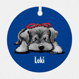 Christmas Schnauzer Puppy Metal Tree Decoration