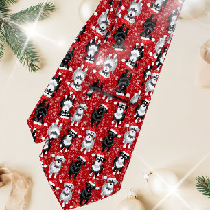 Christmas Schnauzers in Santa Hats Custom Colour Tie