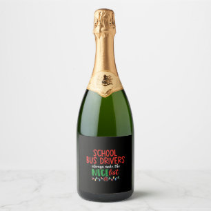 Christmas school bus driver, schoolbus sparkling wine label