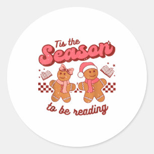 Christmas School Teacher Retro Librarian Groovy Xm Classic Round Sticker