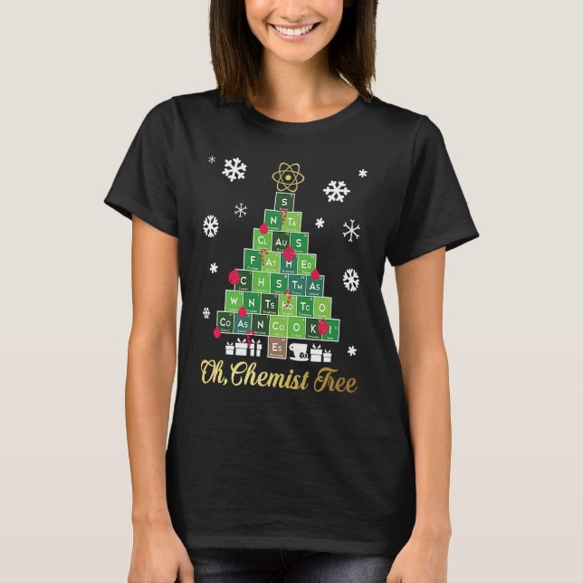Christmas Science Chemist Tree Periodic Table Xmas T-Shirt (Front)