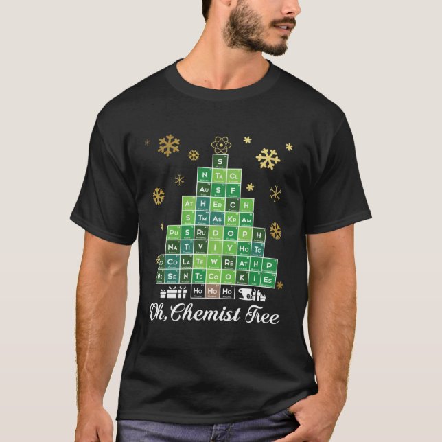 Christmas Science Chemist Tree Periodic Table Xmas T-Shirt (Front)