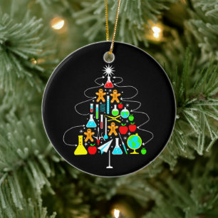 Christmas Science Teacher Tree Chemistry School Ceramic Ornament