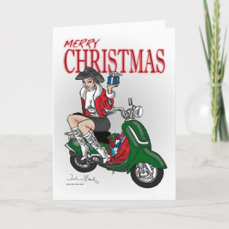 Christmas Scooter Cowgirl Holiday Card