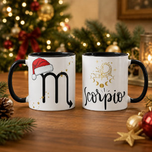 Christmas Scorpio Zodiac Santa Hat Mug