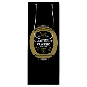 Christmas Scotch Whiskey Label Wine Gift Bag