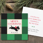 Christmas Scottie Dog Buffalo Plaid Green Flat Card<br><div class="desc">Add a little whimsical charm to the holiday season with custom note cards! This festive design features a vintage-inspired illustration of a Scottish Terrier, paired with stylish typography, and a traditional Buffalo Plaid pattern. Personalise the template with your family name, and a personal message. Simple, cute, and fun for Christmas...</div>