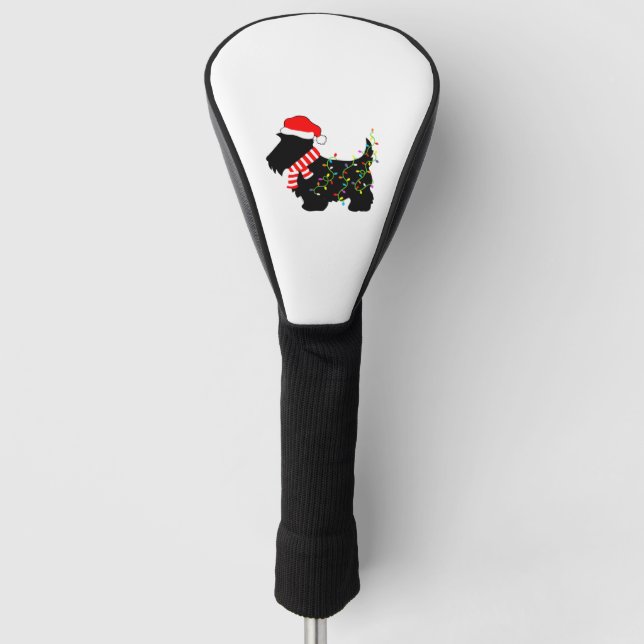 Christmas Scottie Dog With Lights  Golf Head Cover (Front)