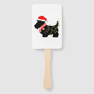 Christmas Scottie Dog With Lights  Hand Fan