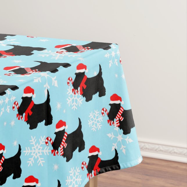 Christmas Scottie Dogs Pattern Tablecloth (In Situ)