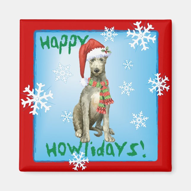 Christmas Scottish Deerhound Magnet (Front)