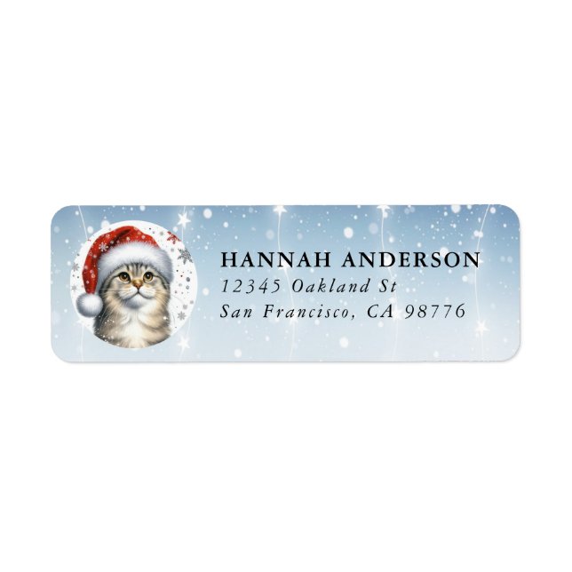 Christmas Scottish Fold Cat Return Labels (Front)