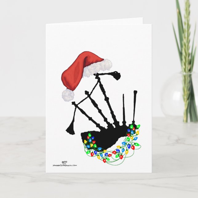 Christmas Scottish Highland Bagpipes Card (Front)
