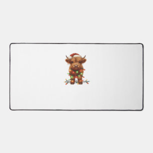 Christmas Scottish Highland Cow Classic T-Shirt Desk Mat