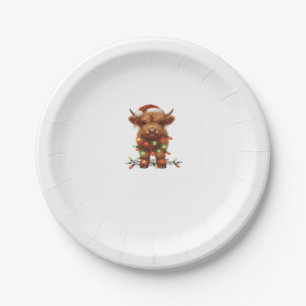 Christmas Scottish Highland Cow Classic T-Shirt Paper Plate