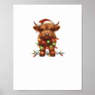 Christmas Scottish Highland Cow Classic T-Shirt Poster