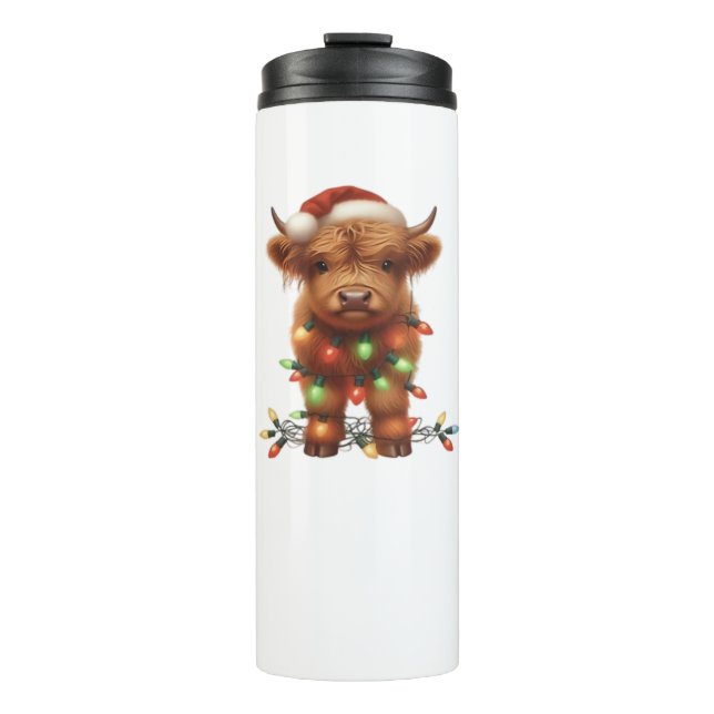 Christmas Scottish Highland Cow Classic T-Shirt Thermal Tumbler (Front)