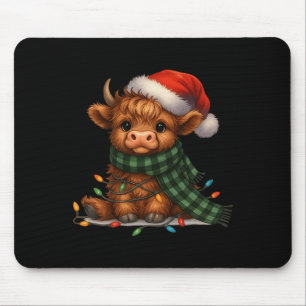 Christmas Scottish Highland Cow Santa Xmas Farm An Mouse Pad