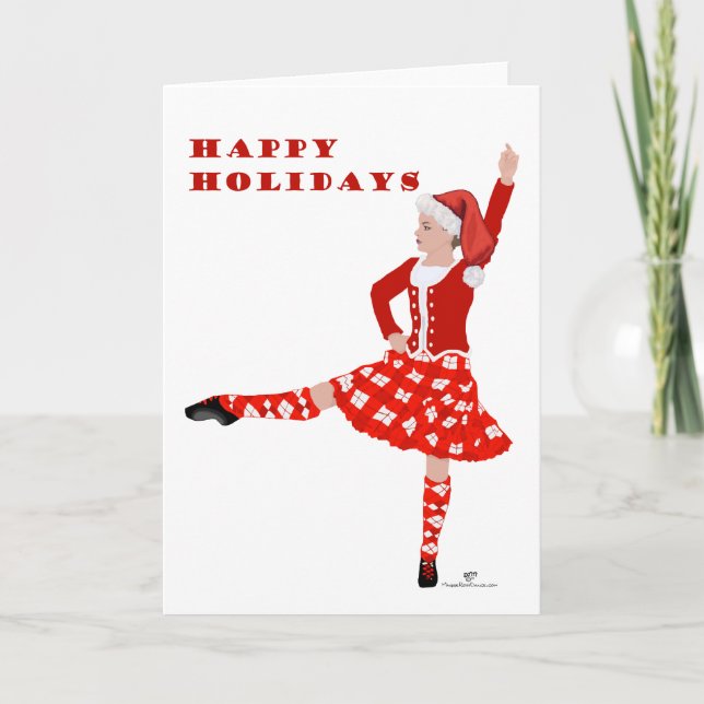 Christmas Scottish Highland Dancer Card (Front)