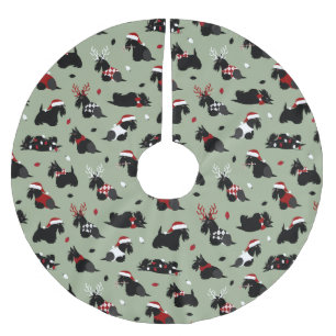 Christmas Scottish Terrier Green Brushed Polyester Tree Skirt