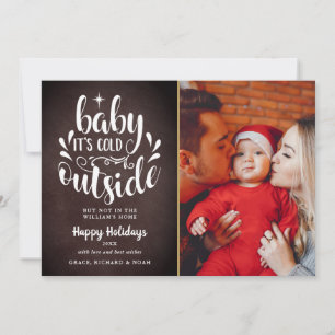 Christmas Script Boho Chalkboard Photo Holiday Card