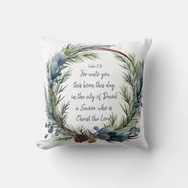 Christmas Scripture Luke 2:11 Cardinal Bird Cushion (Front)