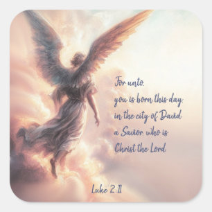 Christmas Scripture Luke 2:11 Cardinal Bird Square Sticker