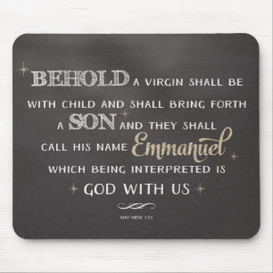 Christmas Scripture Typography - BEHOLD Mouse Pad