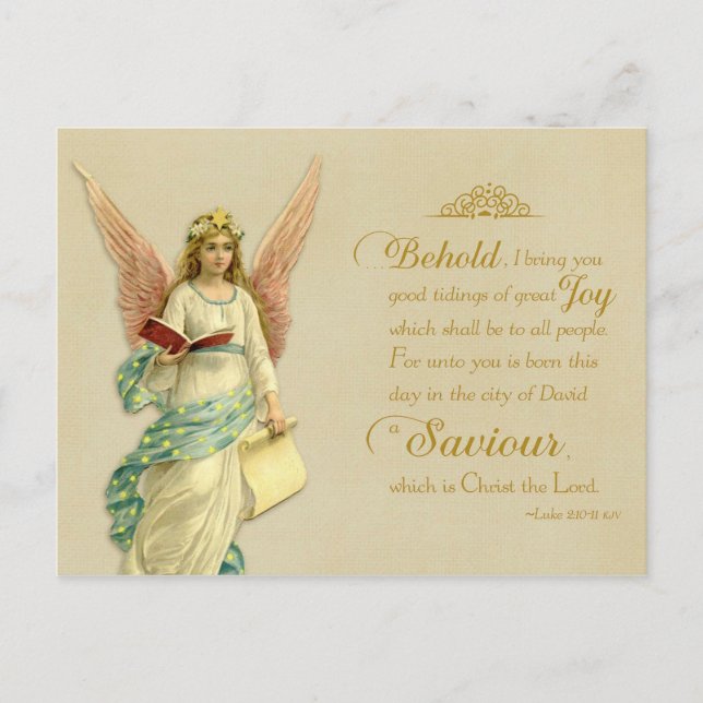 Christmas Scripture Vintage Reproduction Postcard (Front)