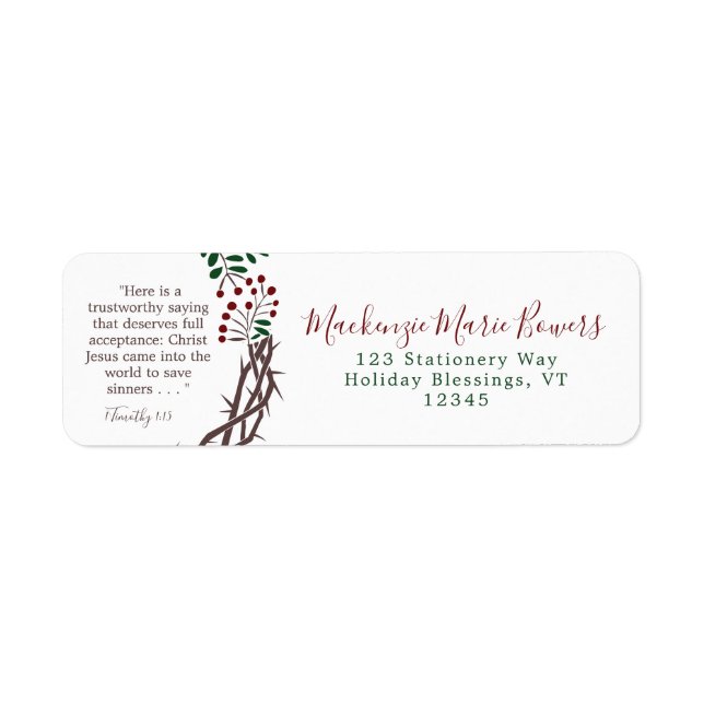 CHRISTmas Scripture Wreath Return Address Label (Front)