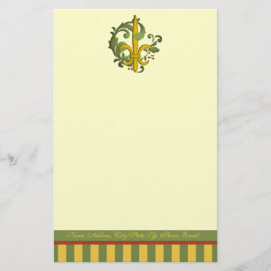 Christmas Scroll Fleur de lis Stationery
