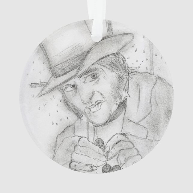 Christmas - Scrooge in Black and white Ornament (Back)