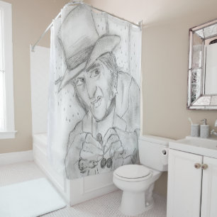 Christmas - Scrooge in Black and white Shower Curtain