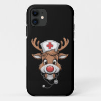 Christmas Scrub Top Reindeer Rubber Gloves Nurses