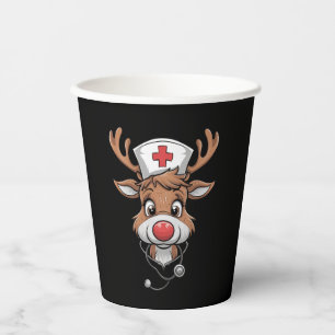Christmas Scrub Top Reindeer Rubber Gloves Nurses Paper Cups