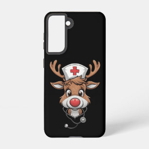 Christmas Scrub Top Reindeer Rubber Gloves Nurses Samsung Galaxy Case
