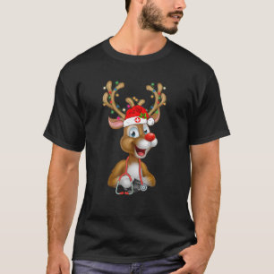 Christmas Scrub Top Reindeer Scrubs Rubber Gloves