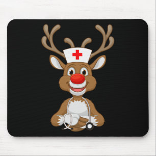 Christmas Scrub Top Reindeer Scrubs Rubber Gloves Mouse Pad