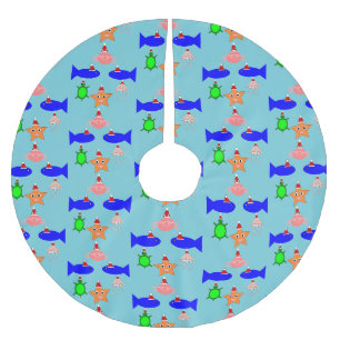 Christmas Sea Creatures Brushed Polyester Tree Skirt