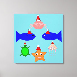 Christmas Sea Creatures Canvas Print